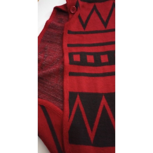 Arianna By Howard’s Women's Sz One Size OS Poncho Shawl Wrap Aztec Warm Red Top - Picture 4 of 9